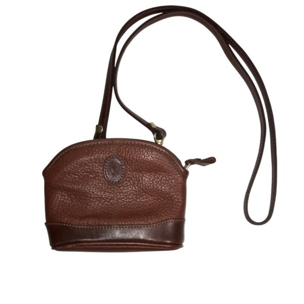 Liz Claiborne Small Brown Leather Bag zip closure with removable strap
